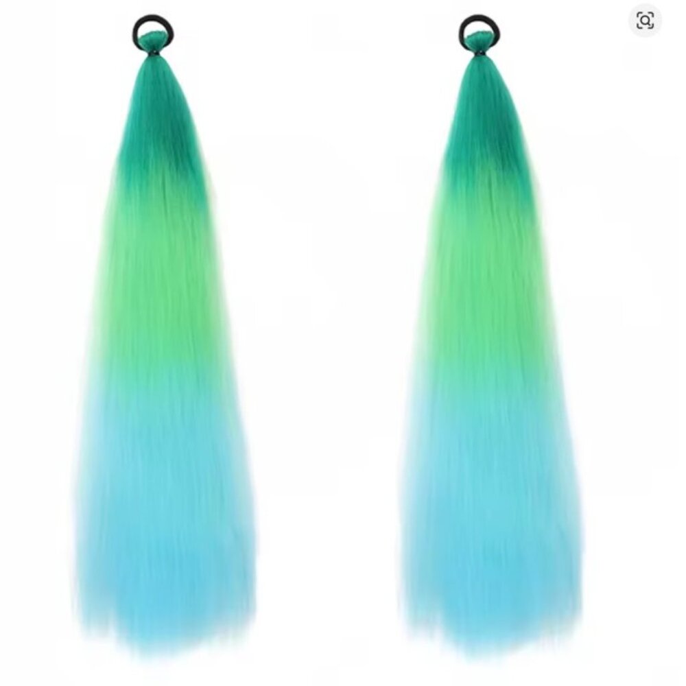 2-Ponytail Extension with Elastic Tie Hair Band 24" Long Straight